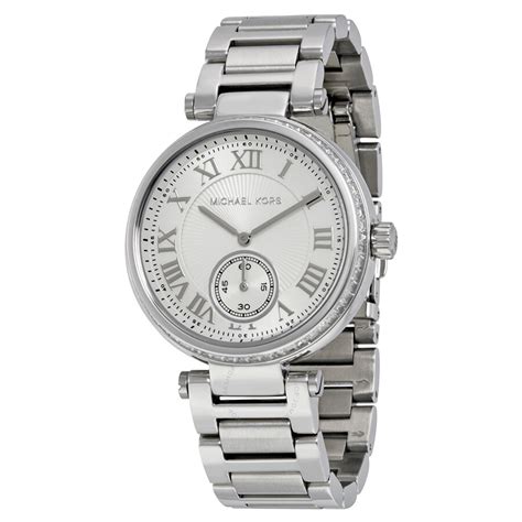 michael kors skylar silver ladies bracelet watch|Michael Kors Skylar Silver Dial Stainless Steel Ladies Watch .